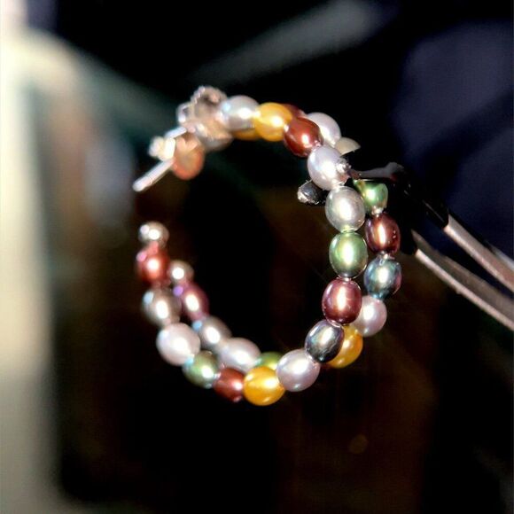 925 Multicolor Hoops Earrings - Picture 4 of 8